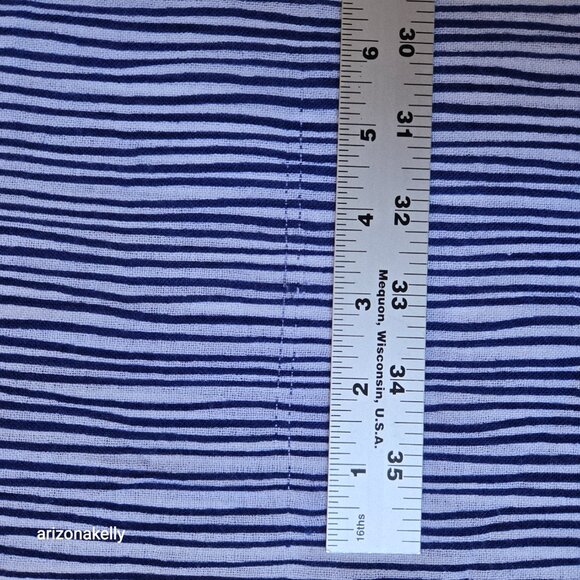 J. McLaughlin Wool Scarf Lightweight Blue Stripe - Picture 7 of 14